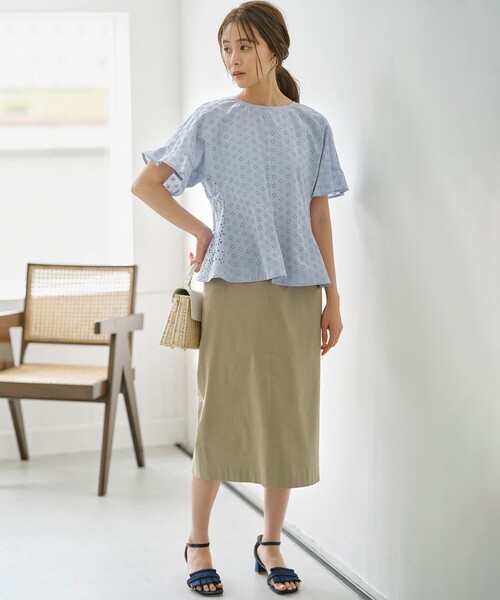 【セール】【WEB限定】サテンストレッチ Iラインスカート（スカート）｜組曲（クミキョク）