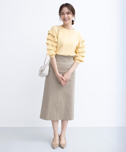 【セール】【WEB限定】サテンストレッチ Iラインスカート（スカート）｜組曲（クミキョク）