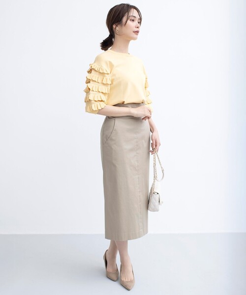 【セール】【WEB限定】サテンストレッチ Iラインスカート（スカート）｜組曲（クミキョク）