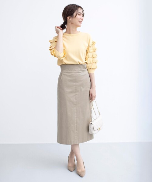 【セール】【WEB限定】サテンストレッチ Iラインスカート（スカート）｜組曲（クミキョク）