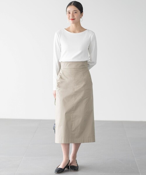 【セール】【WEB限定】サテンストレッチ Iラインスカート（スカート）｜組曲（クミキョク）