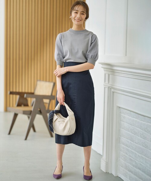 【セール】【WEB限定】サテンストレッチ Iラインスカート（スカート）｜組曲（クミキョク）