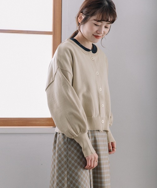 POU DOU DOU（プードゥドゥ）の「ぷっくり袖スポンディッシュカーディガン（ニット/セーター・レディース・ブルー/ブラック/ライトグリーン/キナリ・3）」の20枚目の写真