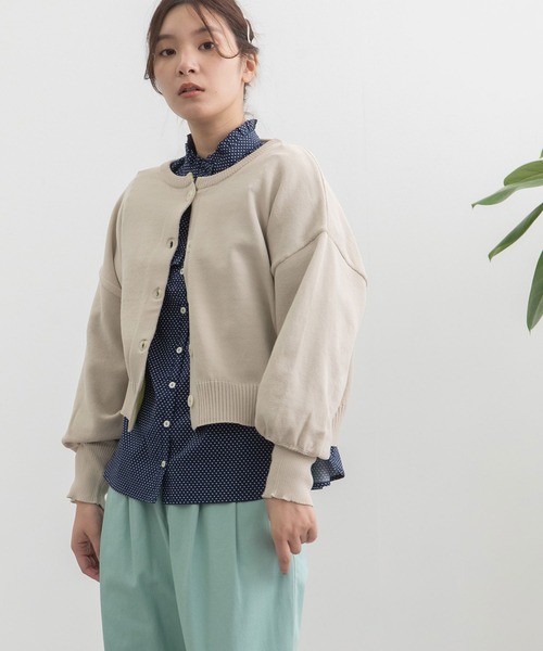 POU DOU DOU（プードゥドゥ）の「ぷっくり袖スポンディッシュカーディガン（ニット/セーター・レディース・ブルー/ブラック/ライトグリーン/キナリ・3）」の19枚目の写真