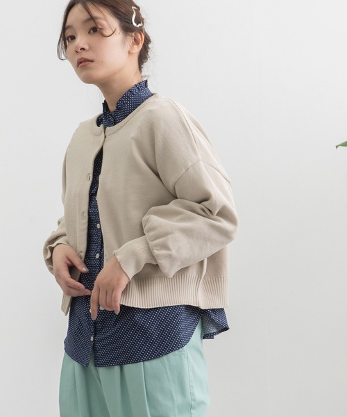 POU DOU DOU（プードゥドゥ）の「ぷっくり袖スポンディッシュカーディガン（ニット/セーター・レディース・ブルー/ブラック/ライトグリーン/キナリ・3）」の18枚目の写真