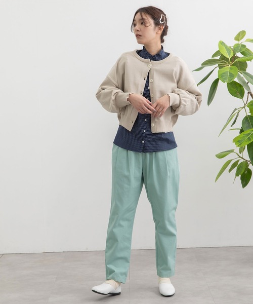 POU DOU DOU（プードゥドゥ）の「ぷっくり袖スポンディッシュカーディガン（ニット/セーター・レディース・ブルー/ブラック/ライトグリーン/キナリ・3）」の16枚目の写真