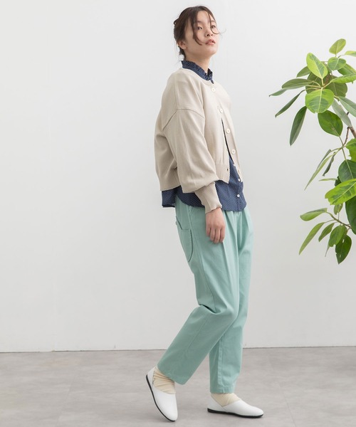 POU DOU DOU（プードゥドゥ）の「ぷっくり袖スポンディッシュカーディガン（ニット/セーター・レディース・ブルー/ブラック/ライトグリーン/キナリ・3）」の14枚目の写真