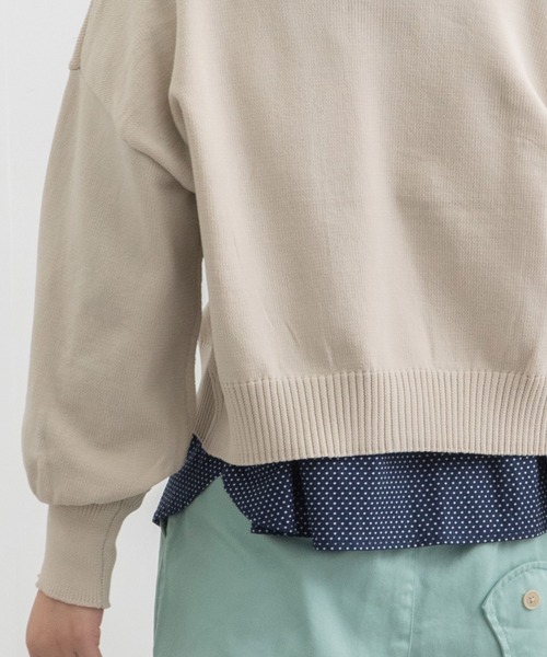 POU DOU DOU（プードゥドゥ）の「ぷっくり袖スポンディッシュカーディガン（ニット/セーター・レディース・ブルー/ブラック/ライトグリーン/キナリ・3）」の12枚目の写真