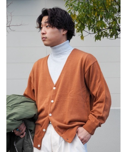 BACK NUMBER(バックナンバー)の「【BACK NUMBER】天竺編み長袖カーディガン(カーディガン/ボレロ・メンズ・ネイビー/グリーン/ライトブラウン・S/M/L/XL)」の18枚目の写真