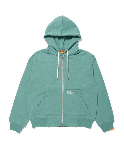 STUDIO SEVEN(スタジオ セブン)の「Caution Logo Basic Zip Hoodie【STUDIOSEVEN/スタジオセブン】(パーカー・メンズ・ヘザーグレー/ブラック/オレンジ/パープル/ホワイト/ネイビー/グリーン・LARGE/MEDIUM/SMALL/X-LARGE)」の4枚目の写真