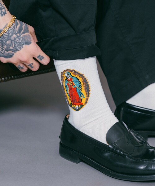 Subciety(サブサエティ)の「SKULL MARIA SOCKS(ソックス/靴下・メンズ・ブラック/ホワイト・FREE)」の14枚目の写真
