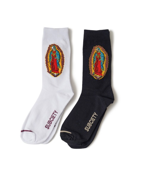 Subciety（サブサエティ）の「SKULL MARIA SOCKS（ソックス/靴下・メンズ・ブラック/ホワイト・FREE）」の3枚目の写真