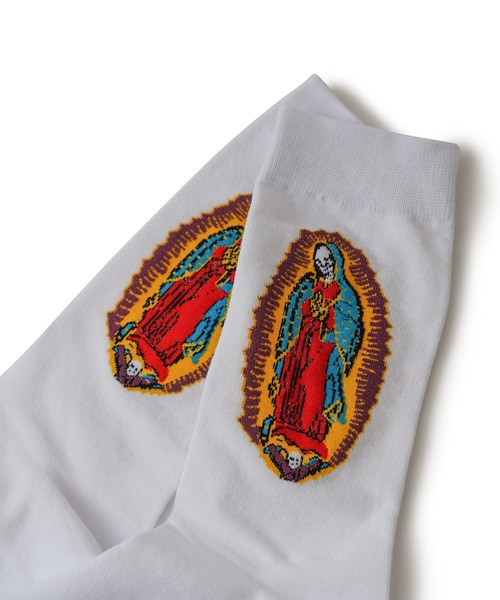 Subciety（サブサエティ）の「SKULL MARIA SOCKS（ソックス/靴下・メンズ・ブラック/ホワイト・FREE）」の6枚目の写真