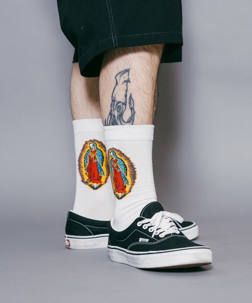 Subciety（サブサエティ）の「SKULL MARIA SOCKS（ソックス/靴下・メンズ・ブラック/ホワイト・FREE）」の11枚目の写真