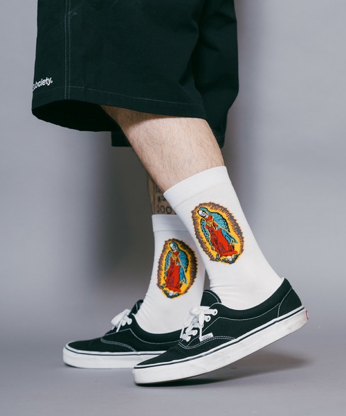 Subciety（サブサエティ）の「SKULL MARIA SOCKS（ソックス/靴下・メンズ・ブラック/ホワイト・FREE）」の13枚目の写真