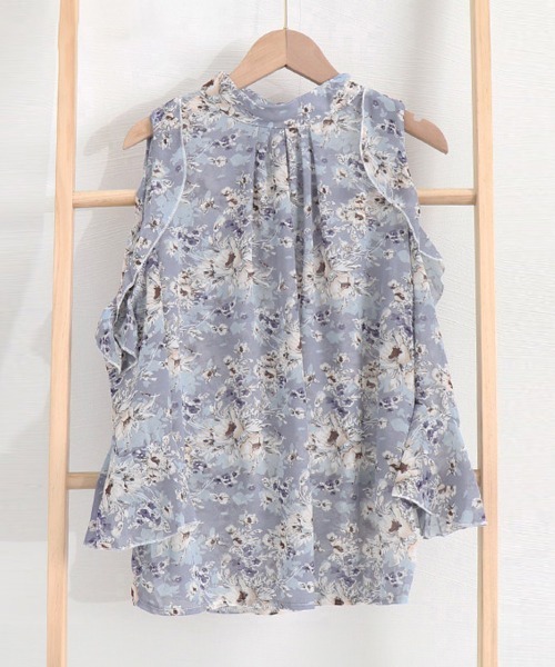 Miniministore(ミニミニストア)の「花柄ブラウスプチハイネックオフショルダー半袖半袖(シャツ/ブラウス・レディース・ベージュ系1/オレンジ/ベージュ系2/ブルー・M/L)」の22枚目の写真