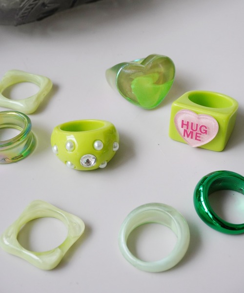 Port（ポート）の「【 8個セット 】 Y2K レトロ デザイン ボリューム リング（リング・レディース・レッド系その他/レッド/グリーン/ブラウン/ブルー・FREE）」の12枚目の写真