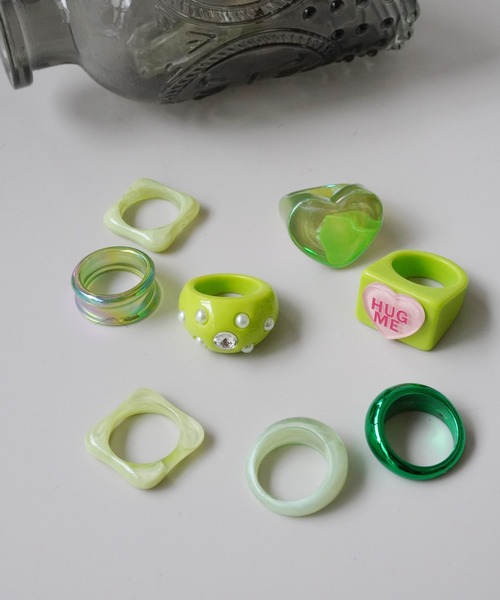 Port（ポート）の「【 8個セット 】 Y2K レトロ デザイン ボリューム リング（リング・レディース・レッド系その他/レッド/グリーン/ブラウン/ブルー・FREE）」の11枚目の写真