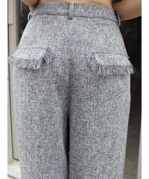 EVRIS（エヴリス）の「ボリュームタックフリンジワイドパンツ【セットアップ着用可能】（その他パンツ・レディース・ホワイト/ブラック/グリーン・SMALL/MEDIUM）」の7枚目の写真