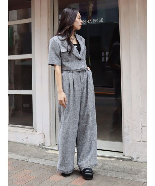 EVRIS（エヴリス）の「ボリュームタックフリンジワイドパンツ【セットアップ着用可能】（その他パンツ・レディース・ホワイト/ブラック/グリーン・SMALL/MEDIUM）」の10枚目の写真