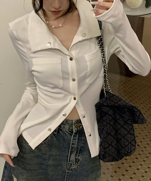HALEY PESCA(ヘーリーペスカ)の「HALEY PESCA/襟付き 2wayポケット付きカットソー(Tシャツ/カットソー・レディース・ホワイト/グレー・LARGE/MEDIUM/X-LARGE)」の3枚目の写真