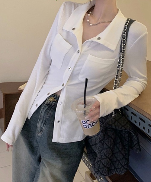 HALEY PESCA(ヘーリーペスカ)の「HALEY PESCA/襟付き 2wayポケット付きカットソー(Tシャツ/カットソー・レディース・ホワイト/グレー・LARGE/MEDIUM/X-LARGE)」の6枚目の写真