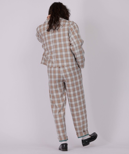 ユニセックス ワイド チェッカー パンツ 韓国 テーパード セール】チェックゆるテーパードパンツ/ユニセックス（その他