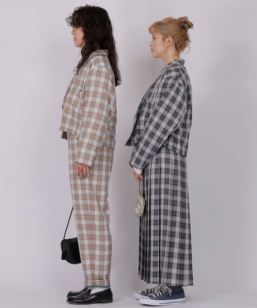 【セール】チェックゆるテーパードパンツ/ユニセックス（その他パンツ）｜DOUBLE NAME（ダブルネーム）