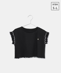 ROPE' PICNIC（ロペピクニック）の「【KIDS】クロップドフリルスリーブTシャツ【WEB限定カラー：ピンク】（Tシャツ/カットソー・キッズ）」
