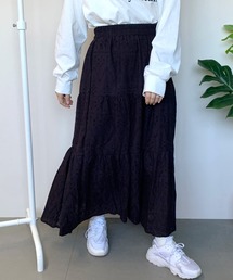 レースティアードロングスカート