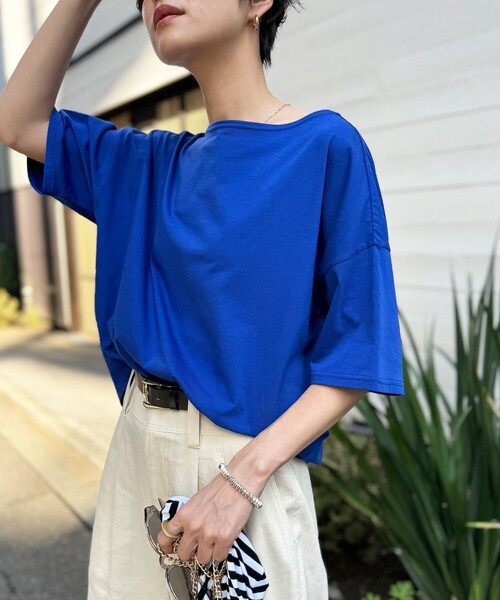 NOLLEY’S（ノーリーズ）の「MY STANDARD Tシャツ（Tシャツ/カットソー・レディース・ピンク/ブラック系その他/ブルー/ホワイト/ホワイト系その他5/ブラック/サーモンピンク/ホワイト系その他6・1/2）」の7枚目の写真