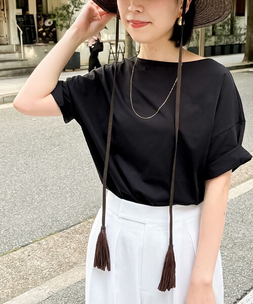 NOLLEY’S（ノーリーズ）の「MY STANDARD Tシャツ（Tシャツ/カットソー・レディース・ピンク/ブラック系その他/ブルー/ホワイト/ホワイト系その他5/ブラック/サーモンピンク/ホワイト系その他6・1/2）」の5枚目の写真