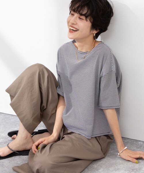 NOLLEY’S（ノーリーズ）の「MY STANDARD Tシャツ（Tシャツ/カットソー・レディース・ピンク/ブラック系その他/ブルー/ホワイト/ホワイト系その他5/ブラック/サーモンピンク/ホワイト系その他6・1/2）」の9枚目の写真