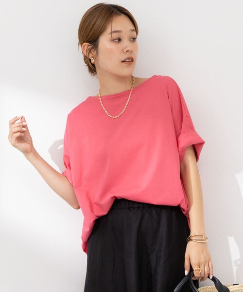 NOLLEY’S（ノーリーズ）の「MY STANDARD Tシャツ（Tシャツ/カットソー・レディース・ピンク/ブラック系その他/ブルー/ホワイト/ホワイト系その他5/ブラック/サーモンピンク/ホワイト系その他6・1/2）」の17枚目の写真