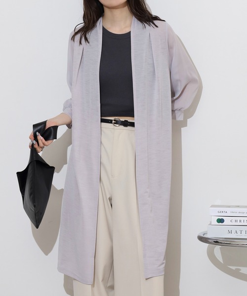 Anna Nicola(アンナニコラ)の「Anna Nicola 袖シアートッパー(その他アウター・レディース・ブラック/ブルーグリーン/グレイッシュブルー/ネイビー/モカ/グレイッシュベージュ・38)」の4枚目の写真