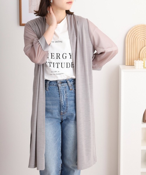 Anna Nicola(アンナニコラ)の「Anna Nicola 袖シアートッパー(その他アウター・レディース・ブラック/ブルーグリーン/グレイッシュブルー/ネイビー/モカ/グレイッシュベージュ・38)」の3枚目の写真