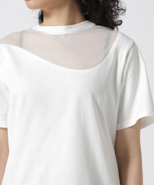 MARECHAL TERRE（マルシャルテル）の「MARECHAL TERRE（マルシャルテル) 切替えシアーTシャツ（Tシャツ/カットソー・レディース・ブラック/ホワイト・2）」の11枚目の写真