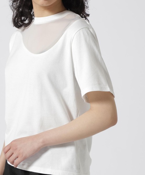 MARECHAL TERRE（マルシャルテル）の「MARECHAL TERRE（マルシャルテル) 切替えシアーTシャツ（Tシャツ/カットソー・レディース・ブラック/ホワイト・2）」の12枚目の写真