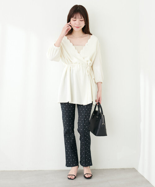 natural couture（ナチュラルクチュール）の「スーパーストレッチスリット付きパンツ（その他パンツ・レディース・ブラック/サックスブルー/ドット・FREE）」の19枚目の写真