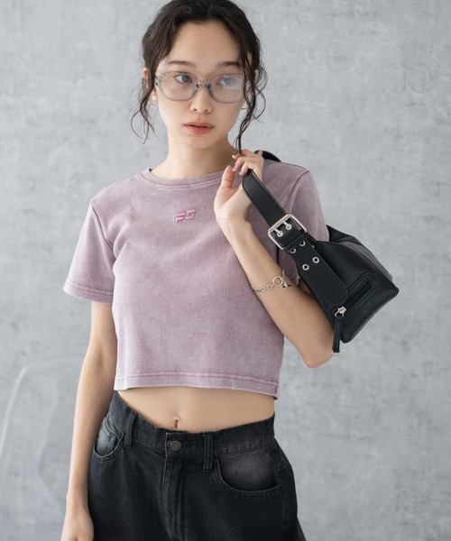 WEGO(ウィゴー)の「WEGO/ヴィンテージウォッシュリブT(Tシャツ/カットソー・レディース・ブラウン/スミクロ/ブルー/パープル系その他・FREE)」の4枚目の写真