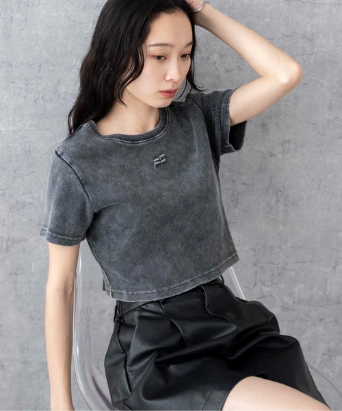 WEGO(ウィゴー)の「WEGO/ヴィンテージウォッシュリブT(Tシャツ/カットソー・レディース・ブラウン/スミクロ/ブルー/パープル系その他・FREE)」の2枚目の写真