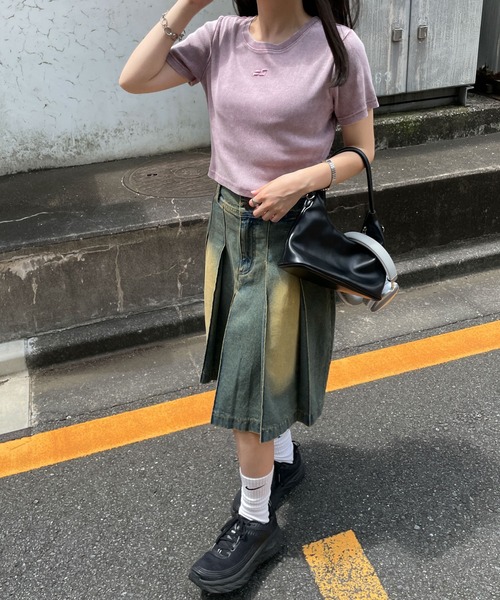 WEGO(ウィゴー)の「WEGO/ヴィンテージウォッシュリブT(Tシャツ/カットソー・レディース・ブラウン/スミクロ/ブルー/パープル系その他・FREE)」の8枚目の写真