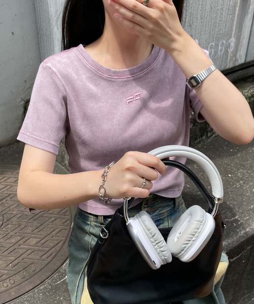 WEGO(ウィゴー)の「WEGO/ヴィンテージウォッシュリブT(Tシャツ/カットソー・レディース・ブラウン/スミクロ/ブルー/パープル系その他・FREE)」の6枚目の写真