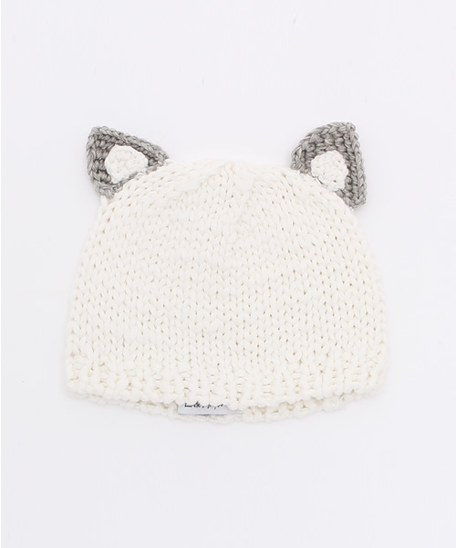 'PalinkA(パリンカ)の「ネコ耳ニットキャップ(ニットキャップ/ビーニー・キッズ・オフホワイト/グレー/その他19・FREE)」の2枚目の写真