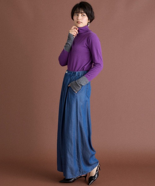 INED CLARO（イネドクラロ）の「再生繊維セルロースデニムフレアパンツ【セットアップ対応】（デニムパンツ・レディース・インディゴブルー/グレー・フリー）」の4枚目の写真