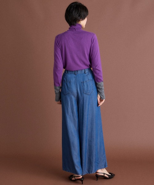 INED CLARO（イネドクラロ）の「再生繊維セルロースデニムフレアパンツ【セットアップ対応】（デニムパンツ・レディース・インディゴブルー/グレー・フリー）」の5枚目の写真