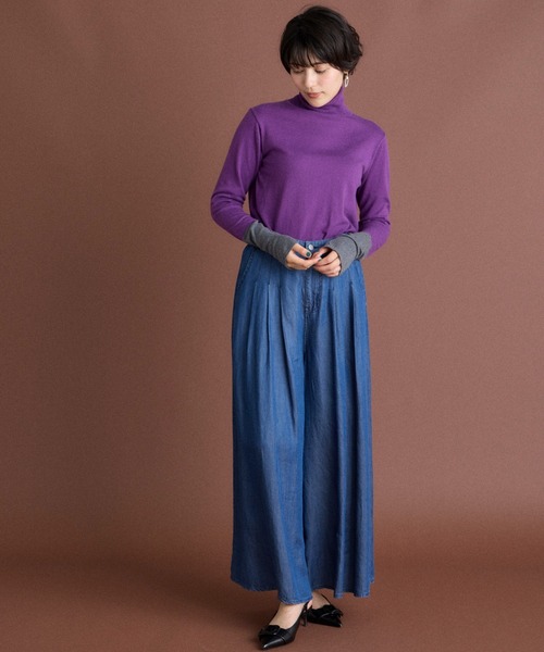 INED CLARO（イネドクラロ）の「再生繊維セルロースデニムフレアパンツ【セットアップ対応】（デニムパンツ・レディース・インディゴブルー/グレー・フリー）」の6枚目の写真