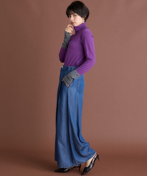 INED CLARO（イネドクラロ）の「再生繊維セルロースデニムフレアパンツ【セットアップ対応】（デニムパンツ・レディース・インディゴブルー/グレー・フリー）」の7枚目の写真