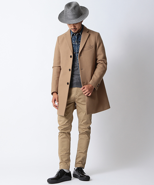 BEAMS（ビームス）の「◆BEAMS / メルトン チェスターコート（チェスターコート・メンズ・ネイビー/キャメル・LARGE/MEDIUM/SMALL/X-LARGE）」の4枚目の写真