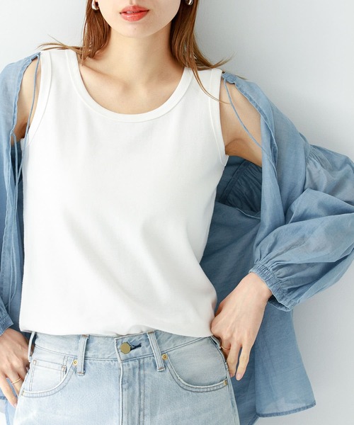 URBAN RESEARCH Sonny Label（アーバンリサーチサニーレーベル）の「フライス/ジャガードタンクトップ（タンクトップ・レディース・グレー系その他/イエロー系その他/ブルー系その他/オフホワイト/ブラック・FREE）」の2枚目の写真